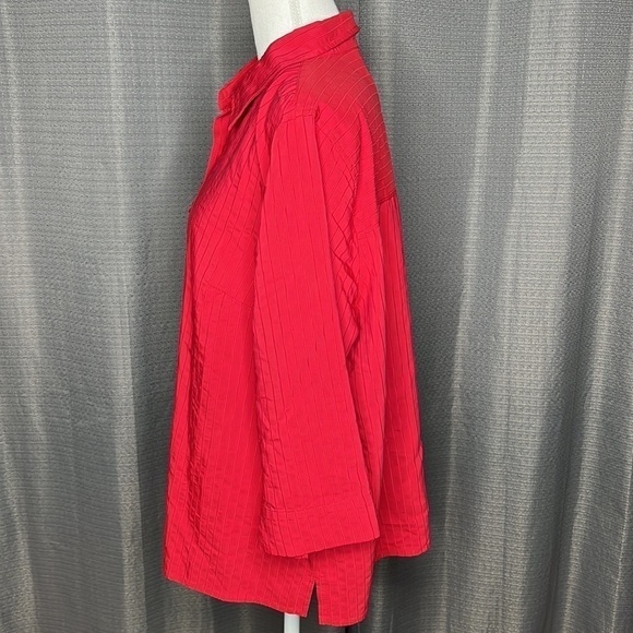 C. J. BANKS RED BUTTON FRONT BLOUSE SIZE 1X - Picture 4 of 7